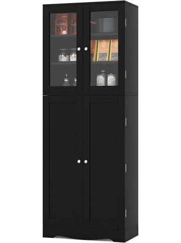 COSTWAY Küchenschrank Holz 60x31,5x161,5 cm in Schwarz