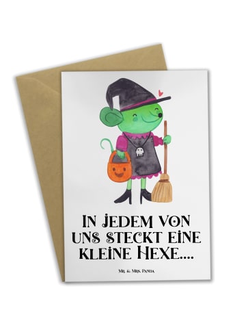 Mr. & Mrs. Panda Klappkarte Halloween Hexe mit Spruch in Weiß