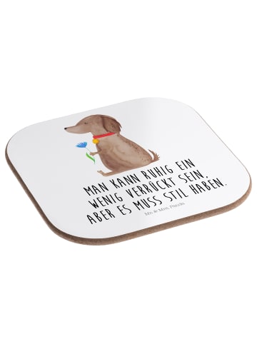 Mr. & Mrs. Panda Untersetzer Design Hund Blume mit Spruch in Weiß