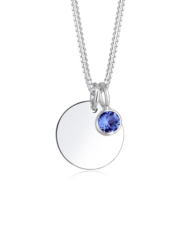 Elli Halskette 925 Sterling Silber Geburtsstein, Geburtsstein - April, Kreis in Blau