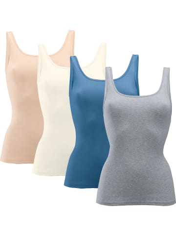 SPEIDEL Baumwolle, Feinripp Unterhemd 4er-Pack in apricot/creme/grau/blau