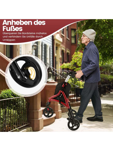 COSTWAY Rollator schmal für Wohnung in Rot