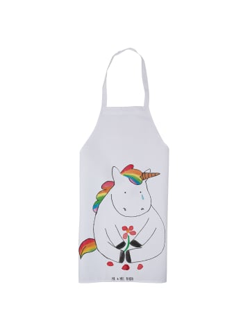 Mr. & Mrs. Panda Schürze Einhorn Traurig ohne Spruch in Weiß