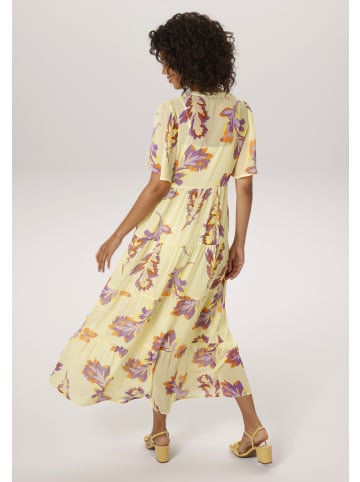 Aniston CASUAL Sommerkleid in gelb-lila-flieder-orange