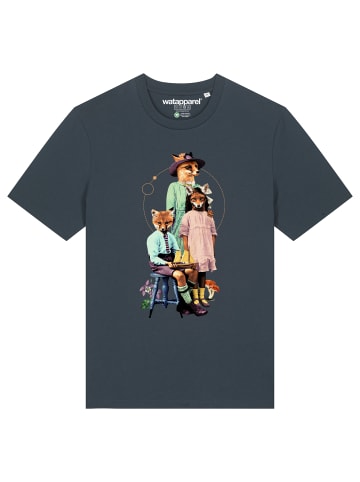wat? Apparel T-Shirt Fancy Fox in India Ink Grey