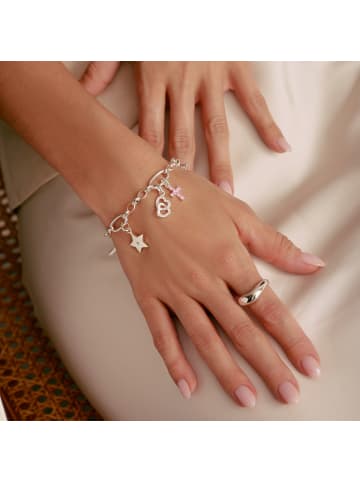 Thomas Sabo Charm-Anhänger Kreuz Mit Pinken Steinen Connect in silber, pink