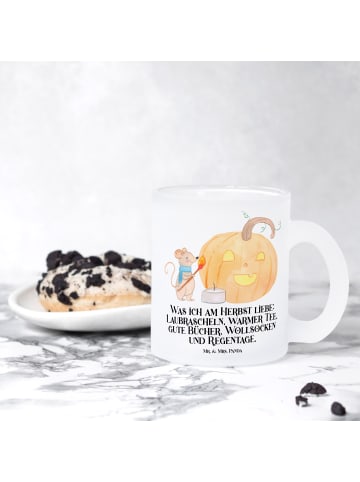 Mr. & Mrs. Panda Glasbecher Kürbis Maus mit Spruch in Transparent