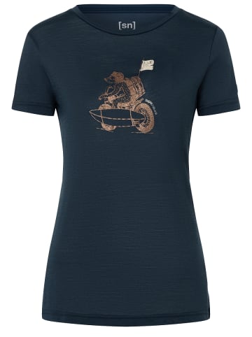 super.natural Merino T-Shirt SUPERMOTOR BEAR in blau
