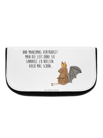 Mr. & Mrs. Panda Waschtasche Fledermaus Sitzen mit Spruch in Weiß