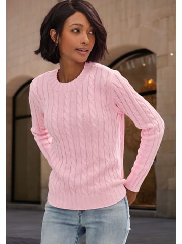 LASCANA Rundhalspullover in rosé
