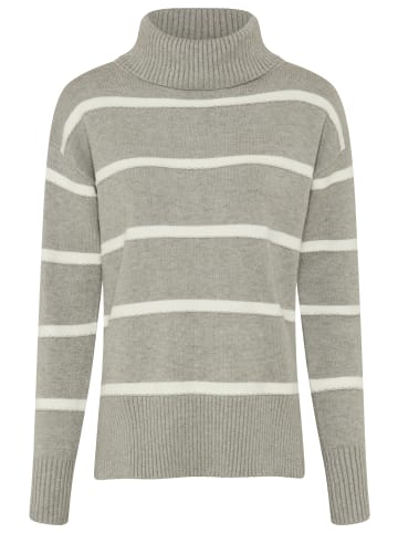 Tamaris Rollkragenpullover in grau-weiß gestreift