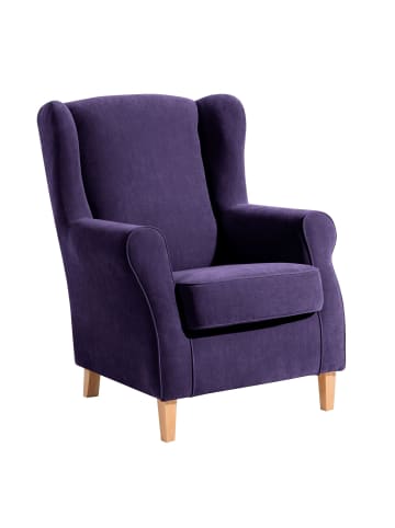 58 aufm Kessel OHRENSESSEL Karlen Bezug Veloursstoff Buche natur / violett
