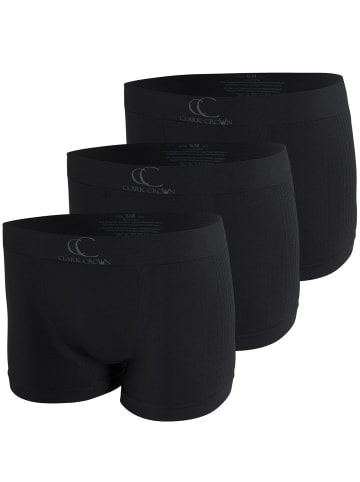 Clark Crown® Boxershorts-Pant 3er Pack Seamless in schwarz-gerippt