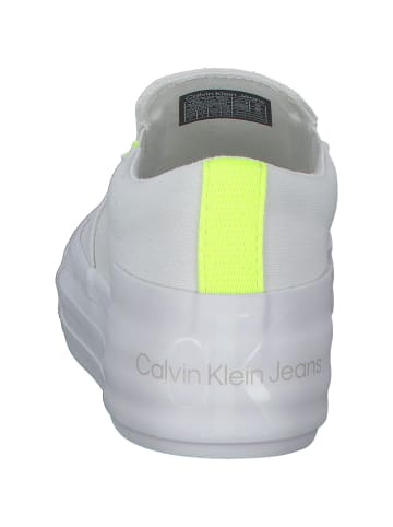 Calvin Klein Slipper in White/ Saftey Yellow