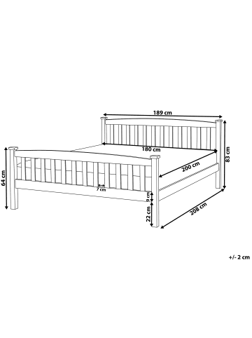 Beliani Doppelbett GIVERNY in Braun - (W) 189 x (H) 83 x (L) 208 cm