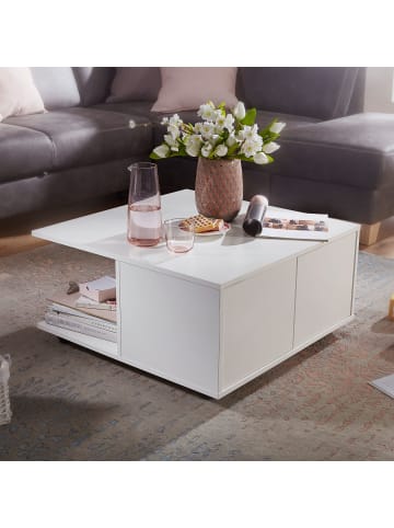 KADIMA DESIGN Design Couchtisch 70x70 cm , Wohnzimmertisch mit 2 Schubladen, in Weiß