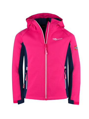 Trollkids Softshell Jacke "Kristiansand" in Marineblau / Pink