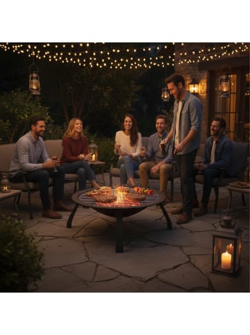relaxdays Feuerschale in Schwarz - (H)37 x Ø 60 cm