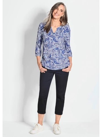 GOLDNER Bluse mit Muster, Halbarm in blau / gemustert