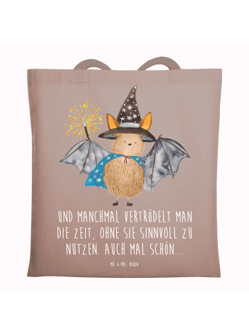 Mr. & Mrs. Panda Tasche Fledermaus Zauberer mit Spruch in Braun Pastell