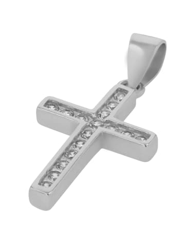 Adeliás Damen Anhänger – Kreuz Kreuzanhänger aus 925 Silber mit Zirkonia in silber