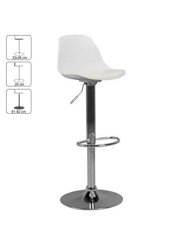 KADIMA DESIGN Barhocker BERN, Lederoptik, verchromtes Gestell, drehbar, max. 110 kg in Weiß