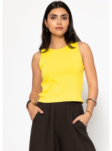 SASSYCLASSY Doppellagiges, geripptes Tank Top in Gelb