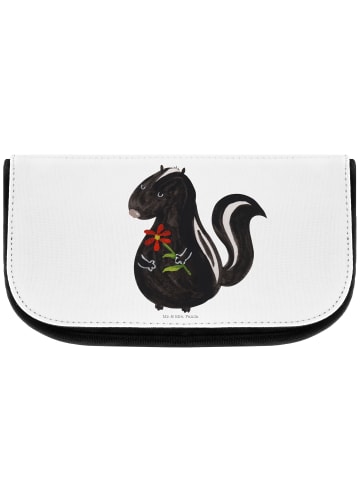 Mr. & Mrs. Panda Kosmetiktasche Stinktier Blume ohne Spruch in Weiß