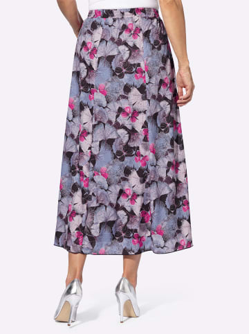 Sieh an! A-Linien-Rock in traube-fuchsia-bedruckt