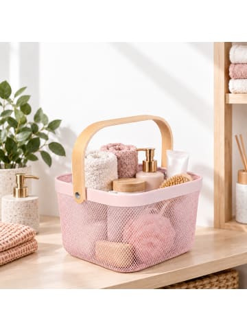 relaxdays Aufbewahrungskorb in Rosa - (B)26x (H)17,5 x (T)24,5 cm