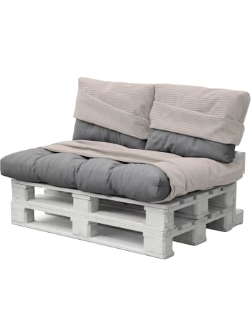 Aspero Palettenkissenbezüge 3-teilig aus Streifen-Flanell Maratea in Taupe