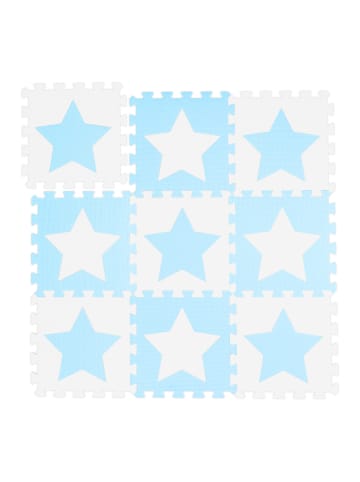 relaxdays 9x Puzzlematte Sterne in Weiß/ Blau