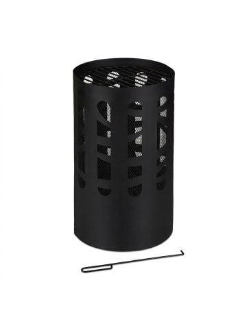 relaxdays Feuertonne in Schwarz - (H)60 x Ø 37 cm