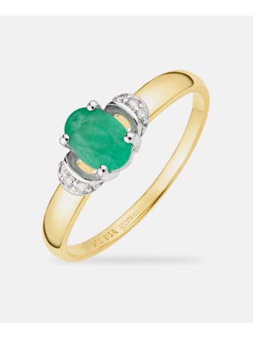 Diamant L'éternel Ring, mit Smaragd, 375 Gelbgold