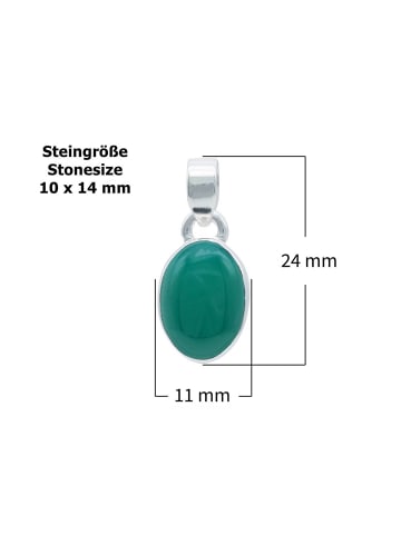 mantraroma 925er Silber - Ketten (L) 11 x (B) 24 mm mit grüner Onyx