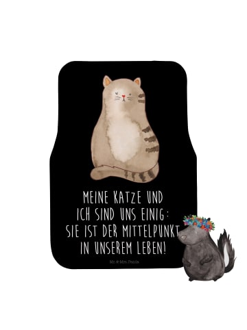 Mr. & Mrs. Panda Fußmatte Auto Katze Sitzen mit Spruch in Schwarz