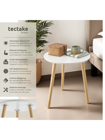 tectake 2er Set Beistelltisch Skaland Belastbarkeit je 30 kg, braun/weiß