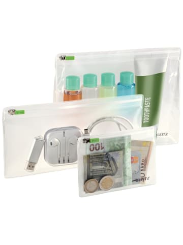 Leitz Reise-Zip-Beutel XS M L transparent Packung mit 3 Stück