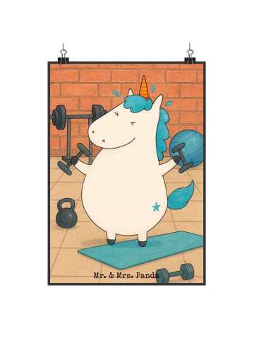Mr. & Mrs. Panda Plakat Einhorn Fitness Design ohne Spruch in Weiß