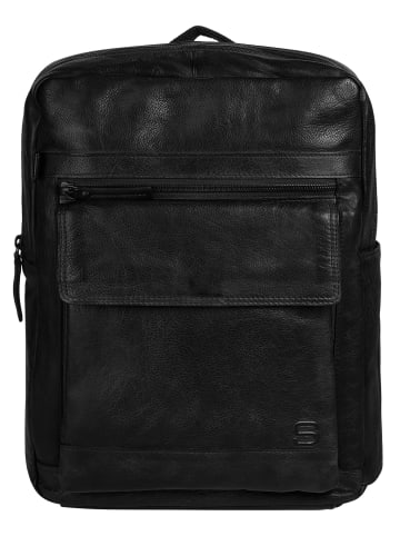 SPIKES & SPARROW Rucksack echt Leder in schwarz