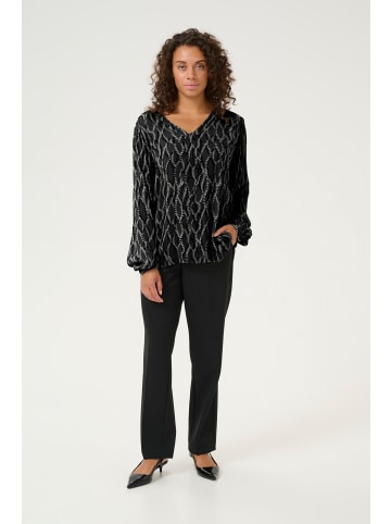 Kaffe Langarm-Bluse KAamber in Black/Grey Graphic Simili