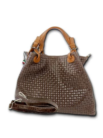 Florence Leder Handtasche, Umhängetasche Florence Tasche dunkelbraun ca. 31cm