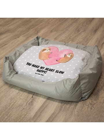 Mr. & Mrs. Panda Hundematte Faultiere Herz mit Spruch in Grau Pastell