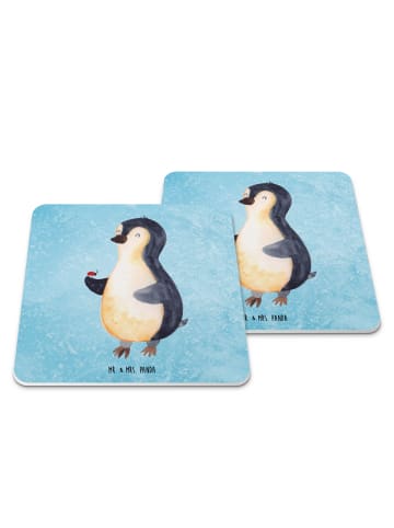Mr. & Mrs. Panda Untersetzer Pinguin Marienkäfer ohne Spruch in Eisblau