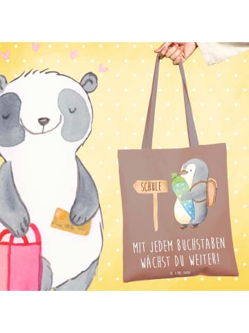 Mr. & Mrs. Panda Schultasche Schulanfang Inspiration mit Spruch in Braun Pastell