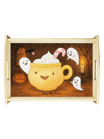 Mr. & Mrs. Panda Holz Tablett Kaffee Gespenst Design ohne Spruch in Weiß
