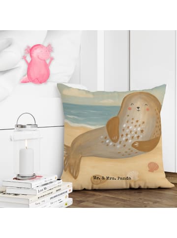 Mr. & Mrs. Panda Deko Kissen Robbe Lachen Design ohne Spruch in Weiß