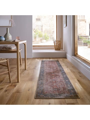 KADIMA DESIGN Waschbarer Teppich Vintage Floral Muster, Orientalisch, Wohnzimmer in Rot