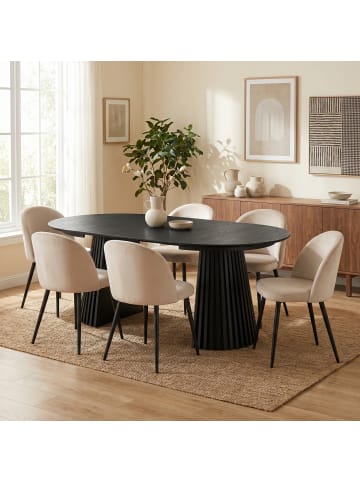 ebuy24 Essgruppe Tokyo Highline 7-teilig Schwarz 120 x 120 cm