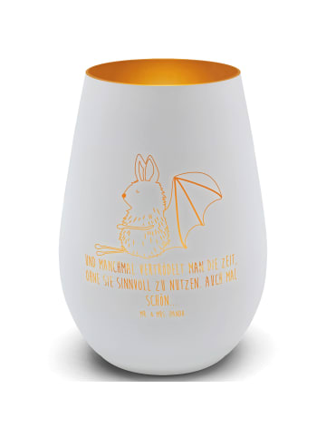 Mr. & Mrs. Panda Teelichthalter Fledermaus Sitzen mit Spruch in Weiß